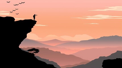 Naklejka premium a person standing on top of a mountain