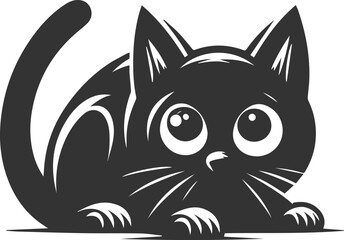 Angry vector black cat animal silhouette