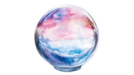 Elegant White Crystal Ball Watercolor Isolated on Transparent Background