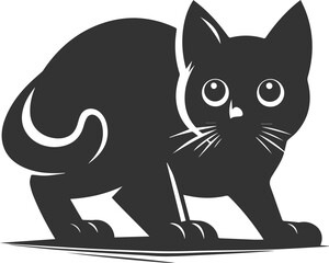 Angry vector black cat animal silhouette