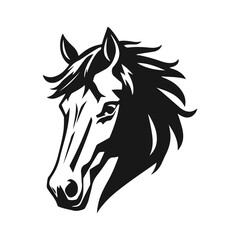 Horse head logo, eguine symbol, strong animal emblem, stallion fake, minimal vector strong, vector illustration