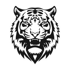 Tiger head vector, wild animal face, tribal tiger design, jungle predator art, feline emblem icon