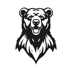 Bear head, wild animal emblem, fierce bear face, forest animal icon, vector illustration