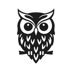 Owl logo with sharp gaze, clean lines, symbol of wisdom and power. vector owl, owl emblem, night bird, tribal owl	
