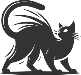 Angry vector black cat animal silhouette