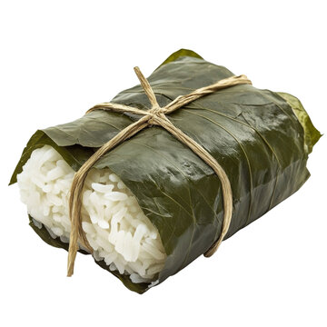 Rice wrapped in leaves on transparent background