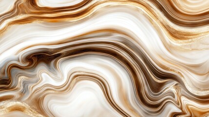 Fototapeta premium Abstract Brown and Gold Liquid Marble Texture: Swirling Elegance