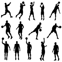 silhouettes of basketball players illustration