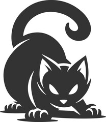 Angry vector black cat animal silhouette