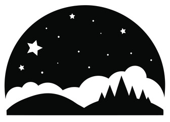 Obraz premium Night Sky with Twinkling Stars Illustration