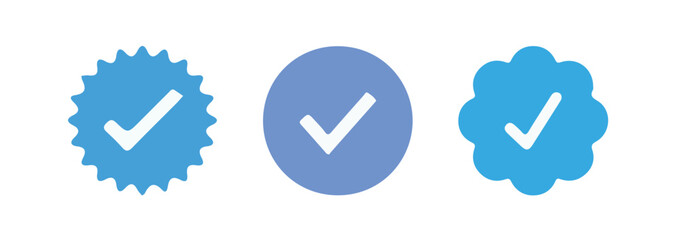 Check mark icon symbols . symbol for website computer and mobile isolated on white background. tick verified badge icon. Social media official account tick symbol.. vector illustration eps 10.