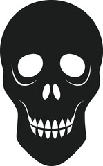 Eerie Halloween Skull Silhouette Icon in Flat Black Style