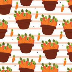 seamless pattern cartoon basket of carrot. cartoon carrot for pattern, wallpaper and background