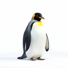 Obraz premium Big King penguin going to blue water, Atlantic ocean in Falkland Island, coast sea bird in the nature habitat