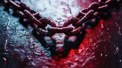 Rusty Chain on Dark, Textured Surface with Dramatic Lighting