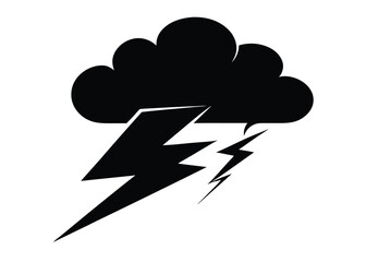 Lightning Bolt in Stormy Sky Clipart