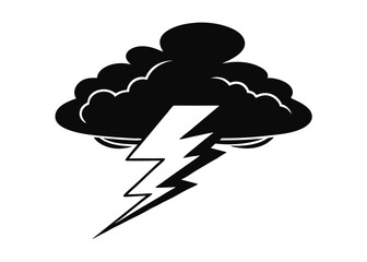 Lightning Bolt in Stormy Sky Clipart