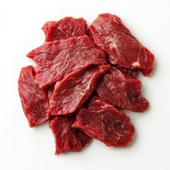 Freshly cut beef strips