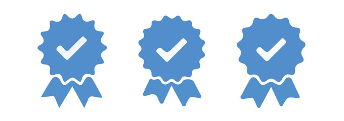 Checkmark sign. Verified symbol. Approval done element collection. Profile verified badge. Guaranteed signs. Vector illustration eps 10.