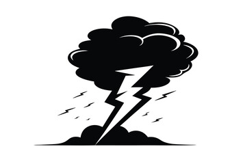 Lightning Bolt in Stormy Sky Clipart