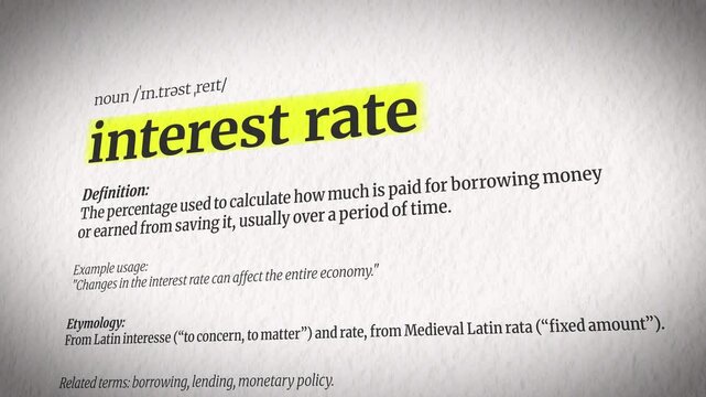 An Animation Explaining Interest Rate with a Dictionary Definition