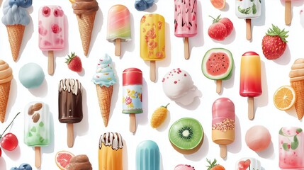 Colorful ice cream treats a summer celebration of sweet delights