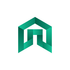 Abstract Green House Letter A Logo