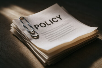 stack of documents labeled policy represents important information about retirement with life insurance options for financial