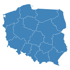  poland map blue per region.