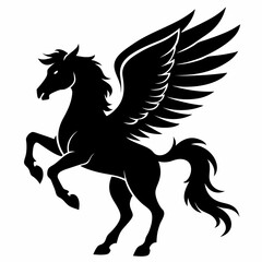 Pegasus vector silhouette black design white background
