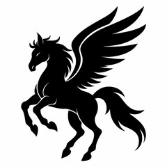 Pegasus vector silhouette black design white background