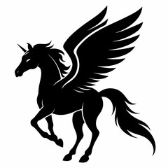 Pegasus vector silhouette black design white background