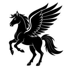 Fototapeta premium Pegasus vector silhouette black design white background