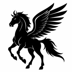 Pegasus vector silhouette black design white background