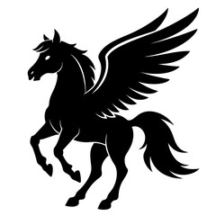 Pegasus vector silhouette black design white background