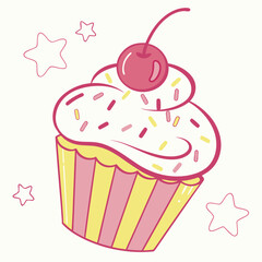 sweet cupcake icon. Flat vector clipart