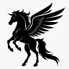 Fototapeta premium Pegasus vector silhouette black design white background
