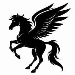 Pegasus vector silhouette black design white background