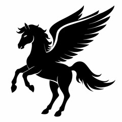 Pegasus vector silhouette black design white background