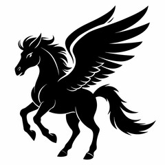 Pegasus vector silhouette black design white background
