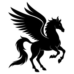 Pegasus vector silhouette black design white background