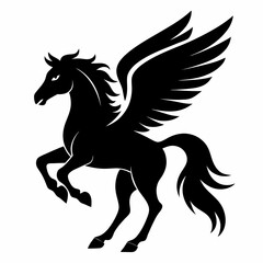 Pegasus vector silhouette black design white background