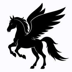 Pegasus vector silhouette black design white background
