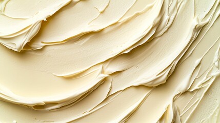 Creamy, light yellow icing swirls in a textured surface.
