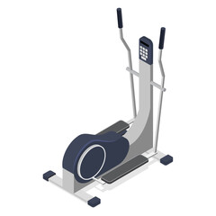 Sports equipment for gym. 3d flat isometric vector illustration elliptical machine for cardio workout.