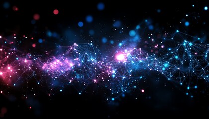 Fototapeta premium Professional social network concept, showcasing connections between people through digital links, glowing nodes, and seamless communication across a global network