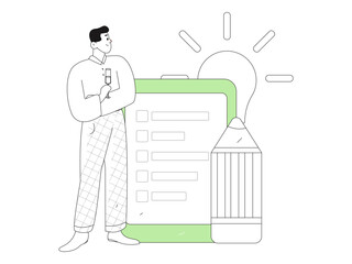 Flat vector illustration of business people operating work scene
