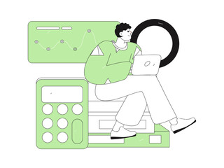 Flat vector illustration of business people operating work scene
