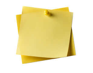yellow note paper on white background