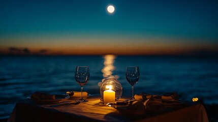 Romantic Beachfront Dinner Under Moonlight